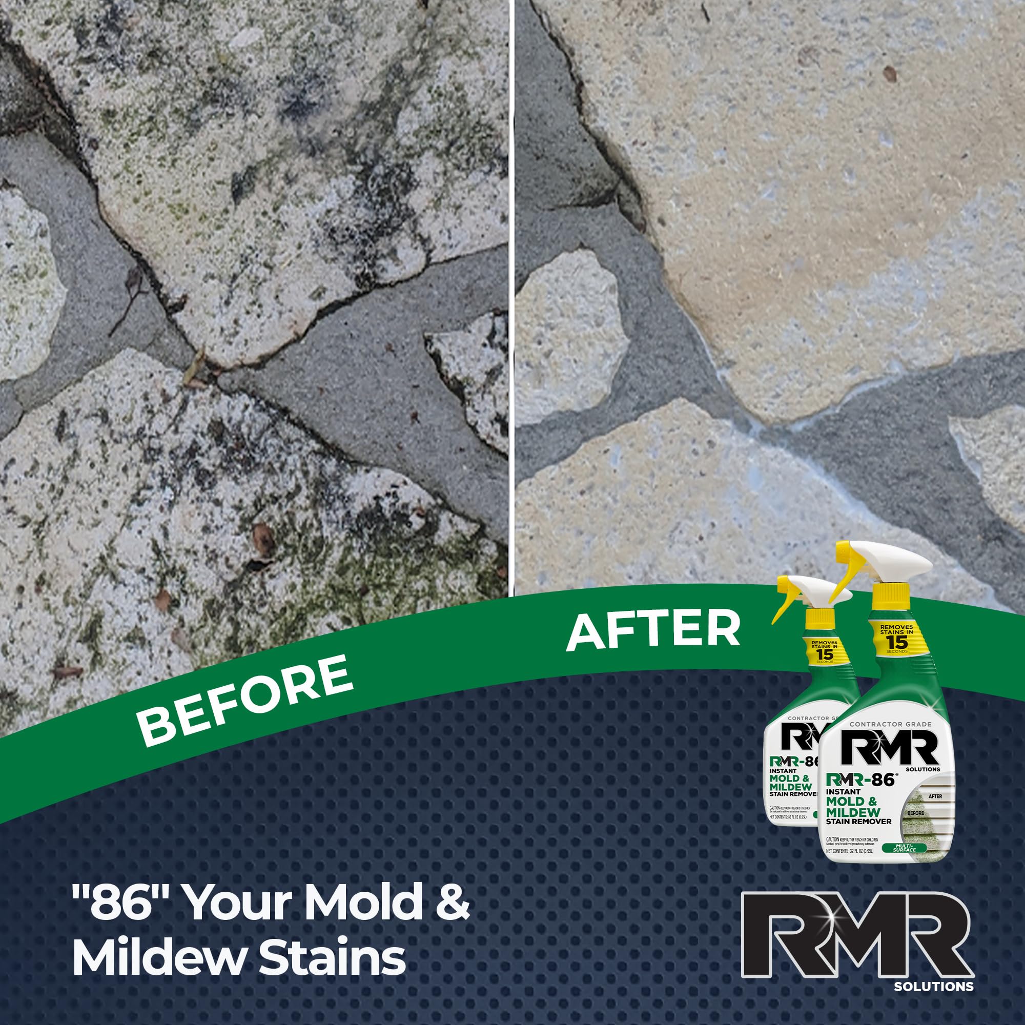 RMR-86 on concrete floor shows deep stain reduction and easier cleaning.