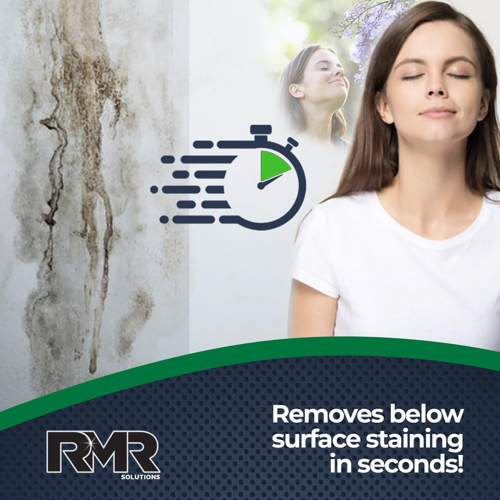 RMR-86 applied to wall shows effective mold removal without scrubbing.