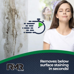 RMR-86 applied to wall shows effective mold removal without scrubbing.