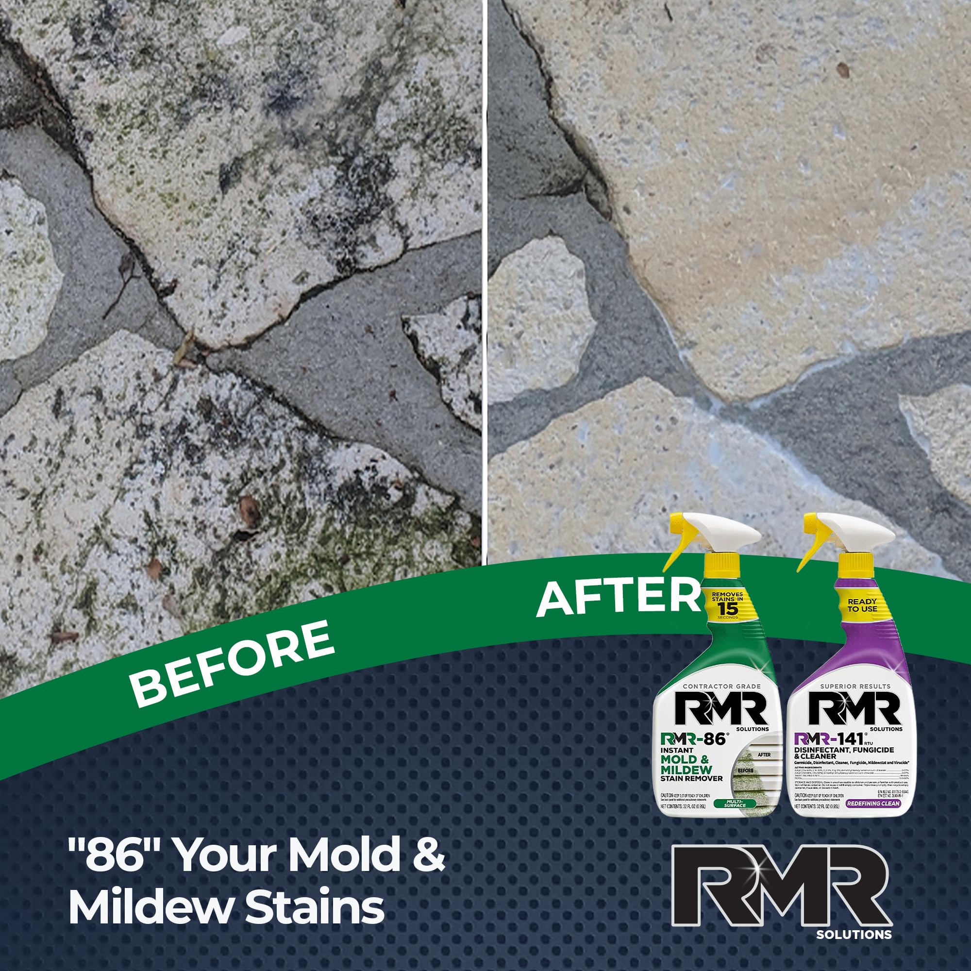 RMR-86 on concrete and brick – powerful cleanup for hard surfaces