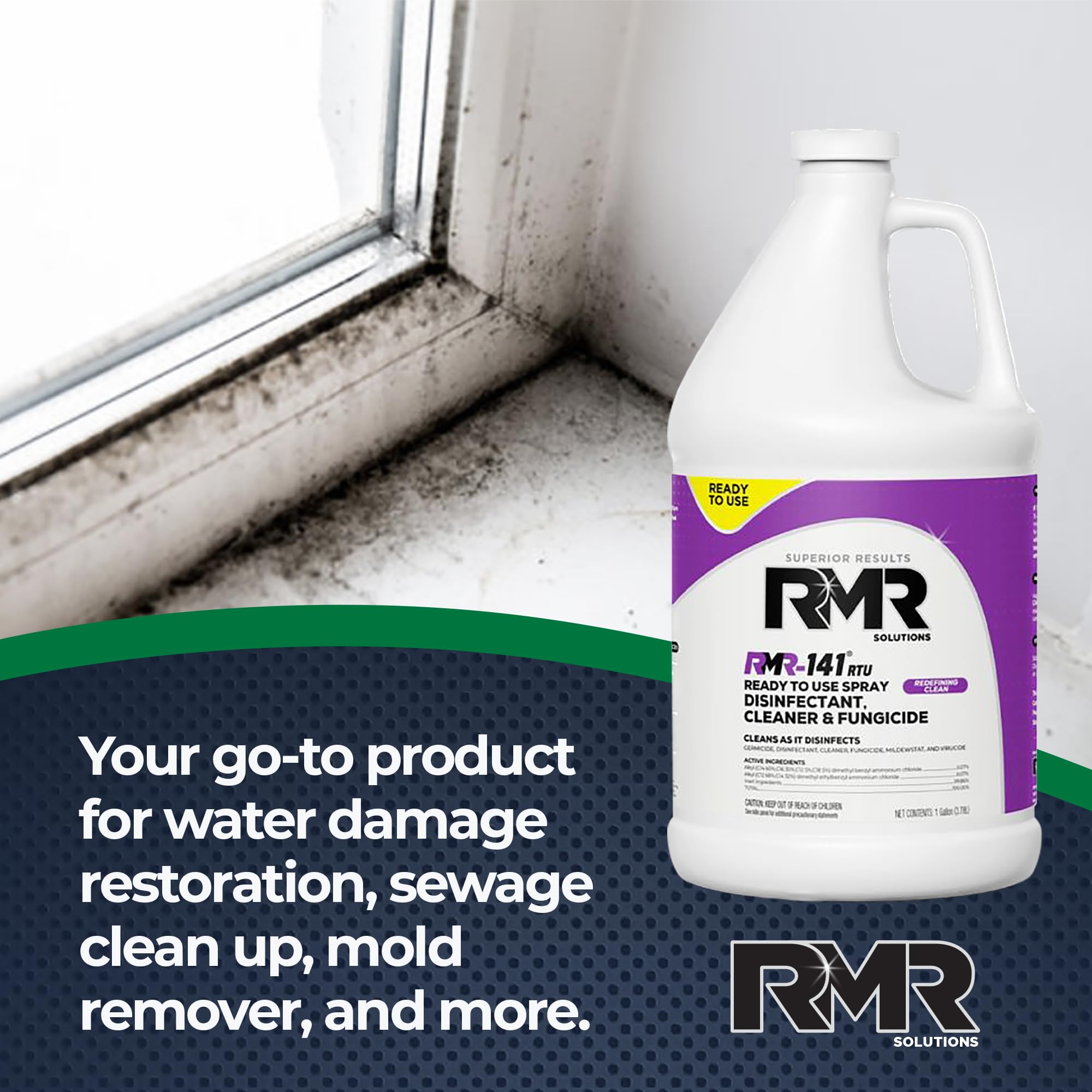 RMR-141 spraying bathroom surface for mold and bacteria control