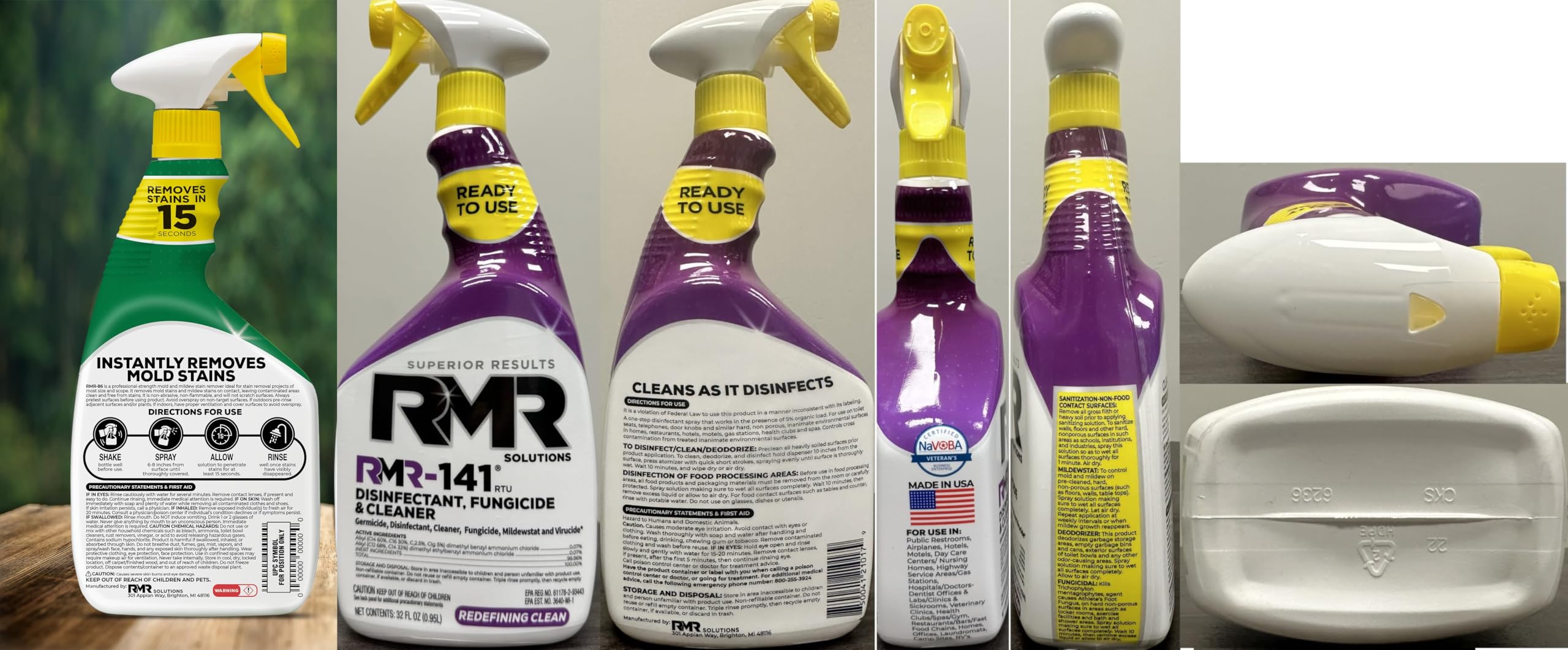 Mold spray nozzle detail – easy, no-scrub application with RMR bottles