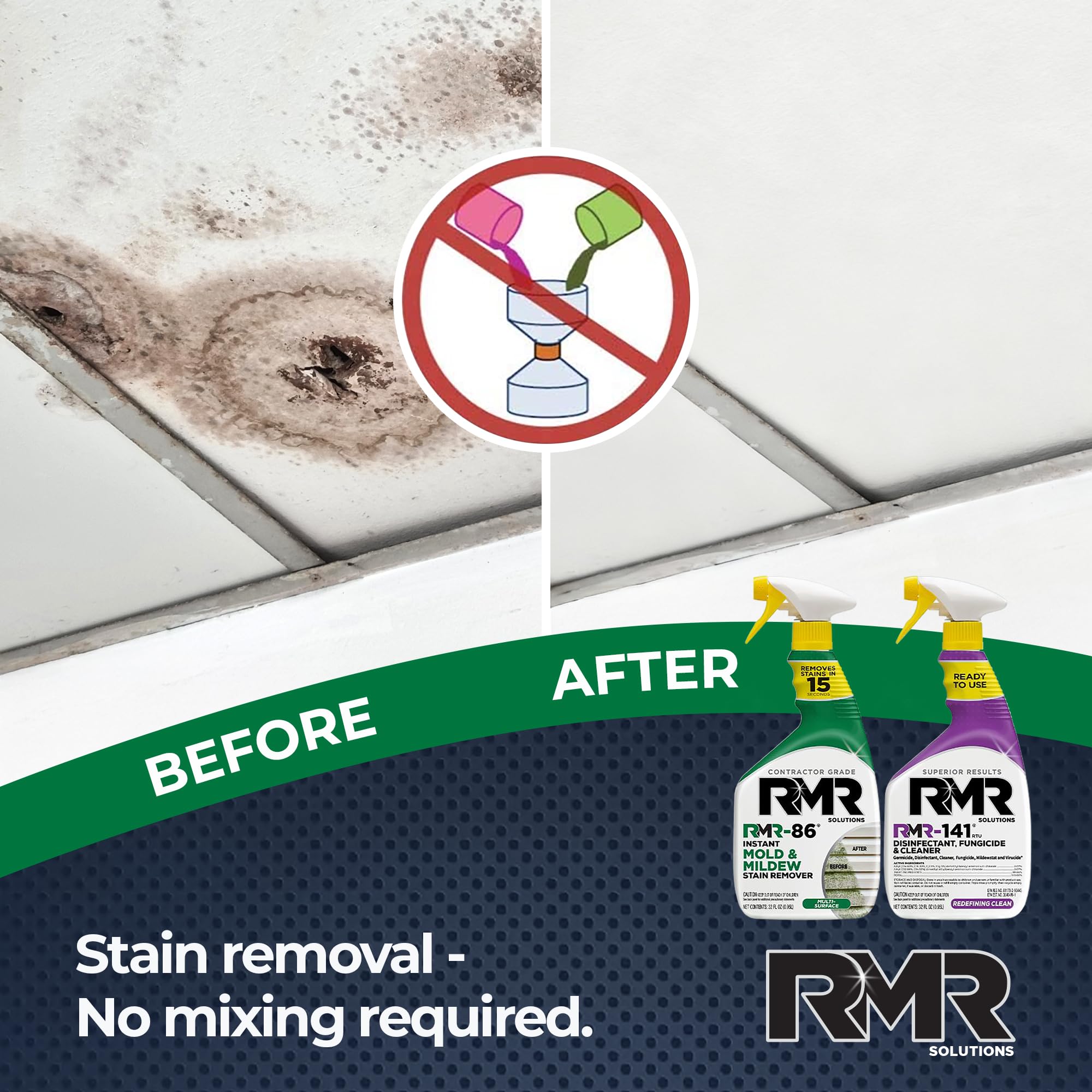 RMR-86 on wood deck – fast stain and mold removal outdoors