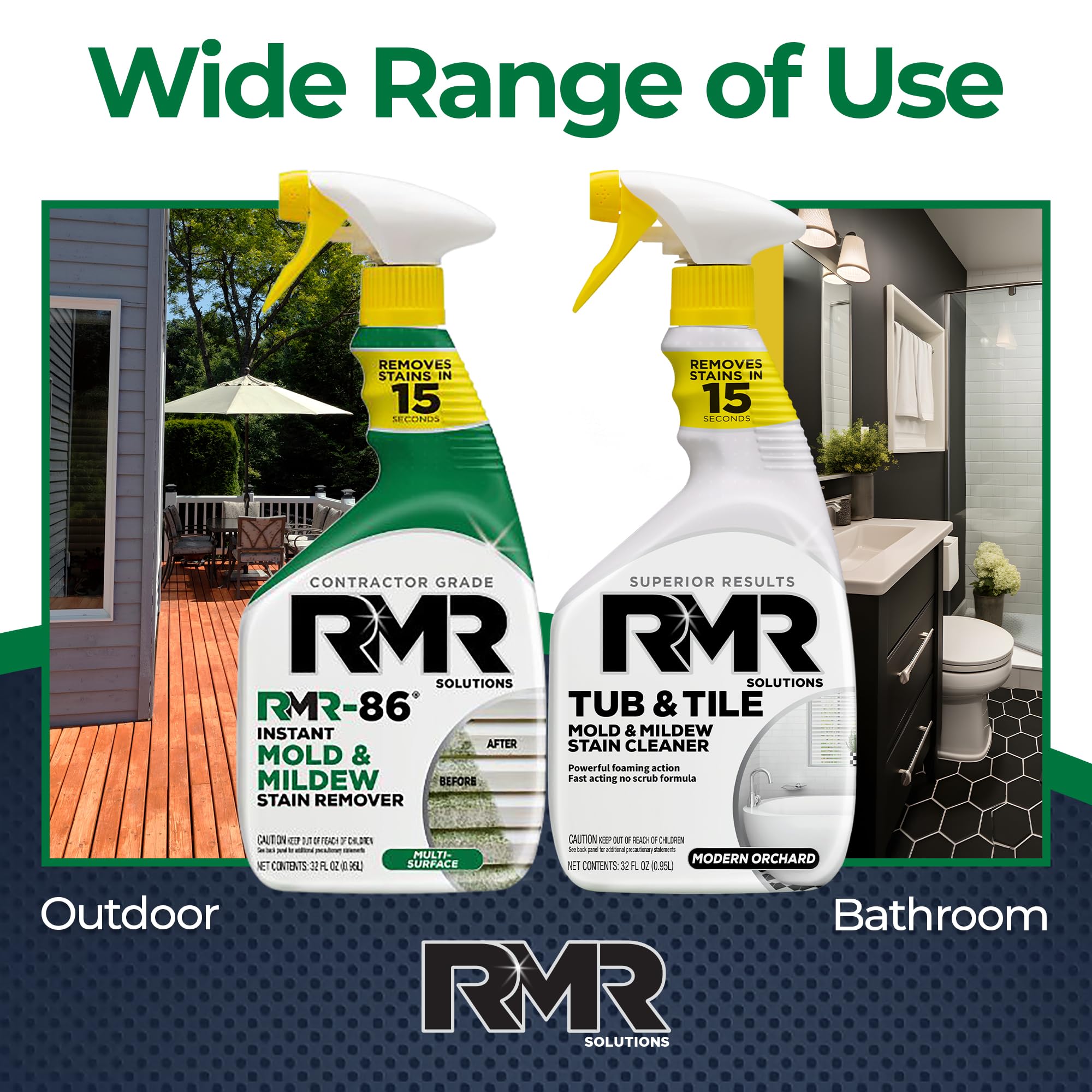 Outdoor deck cleaning with RMR Mold Stain Eraser Max Pack for deep-set stains