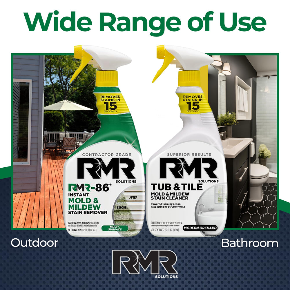 Outdoor deck cleaning with RMR Mold Stain Eraser Max Pack for deep-set stains