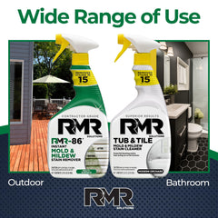 Outdoor deck cleaning with RMR Mold Stain Eraser Max Pack for deep-set stains
