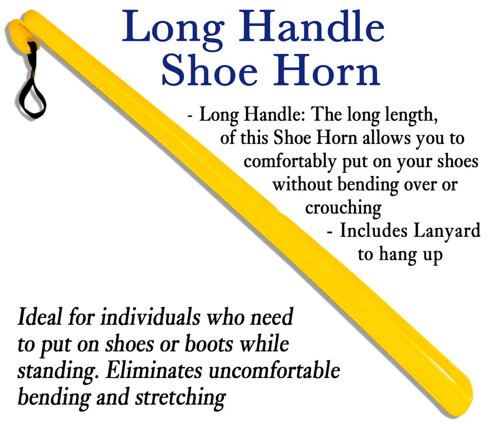 Long shoe horn from RMS kit reducing knee and back bending