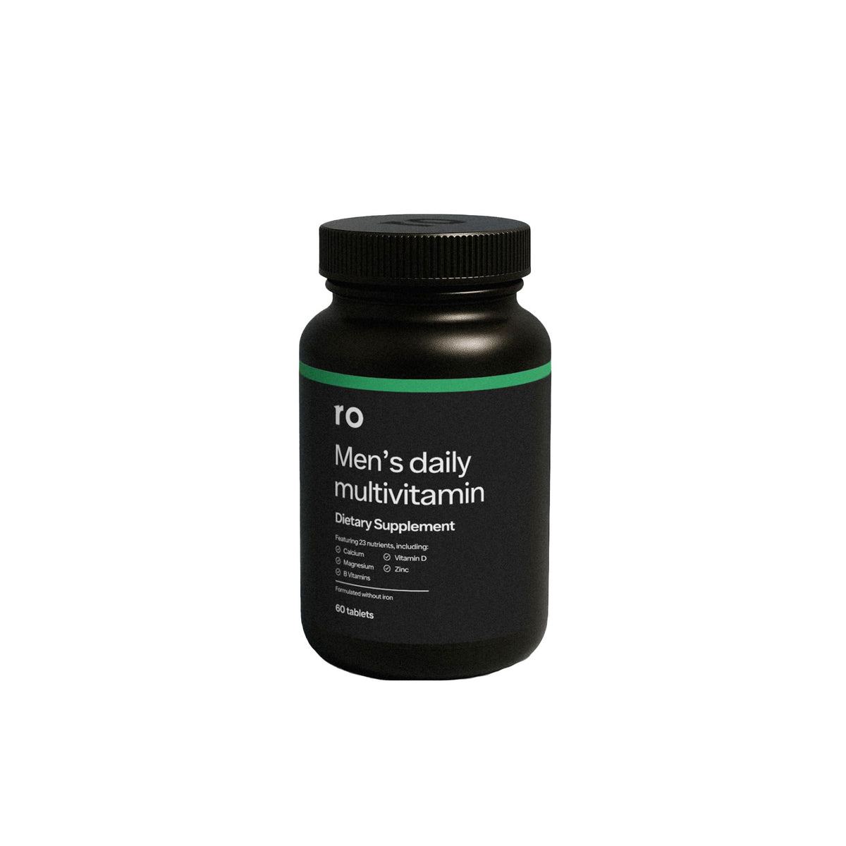 Ro Daily Multivitamin for Men bottle front with peppermint flavor for daily wellness.