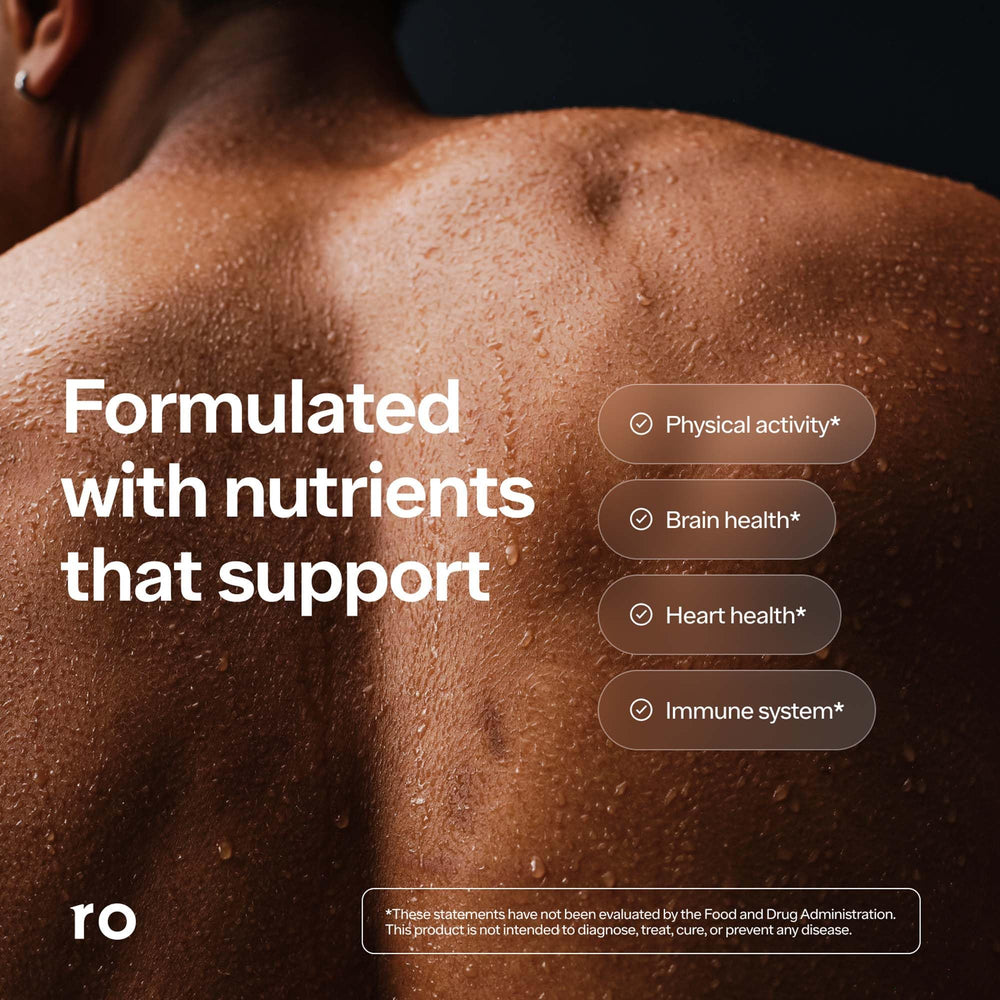 Ro Daily Multivitamin for Men nutrition panel emphasizing vitamins and minerals.