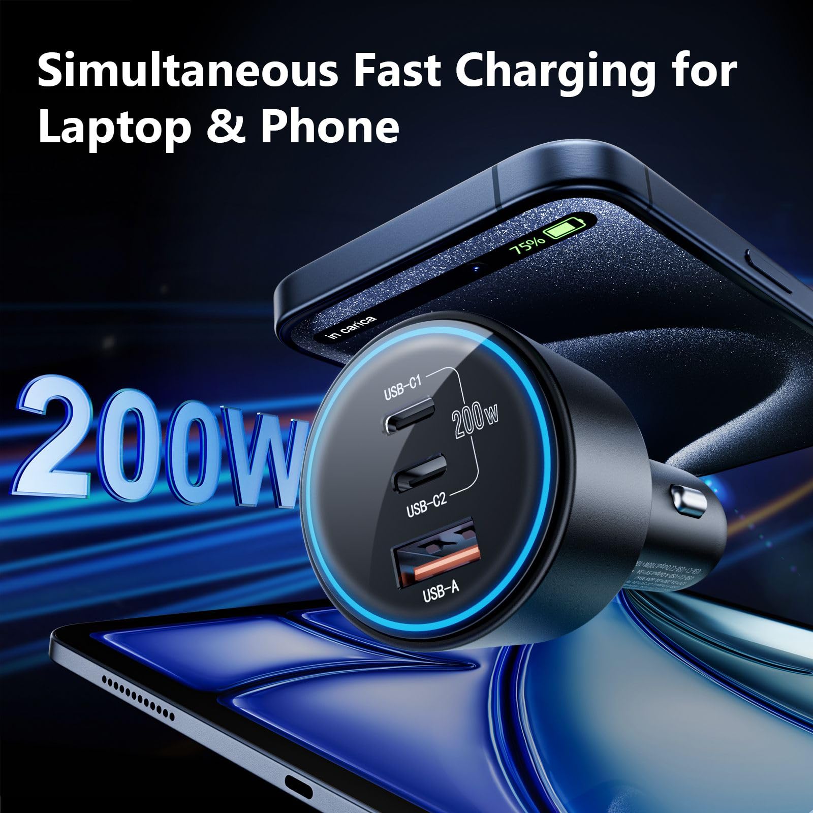 ROADRESS dual type C ports 100W each for simultaneous fast charging