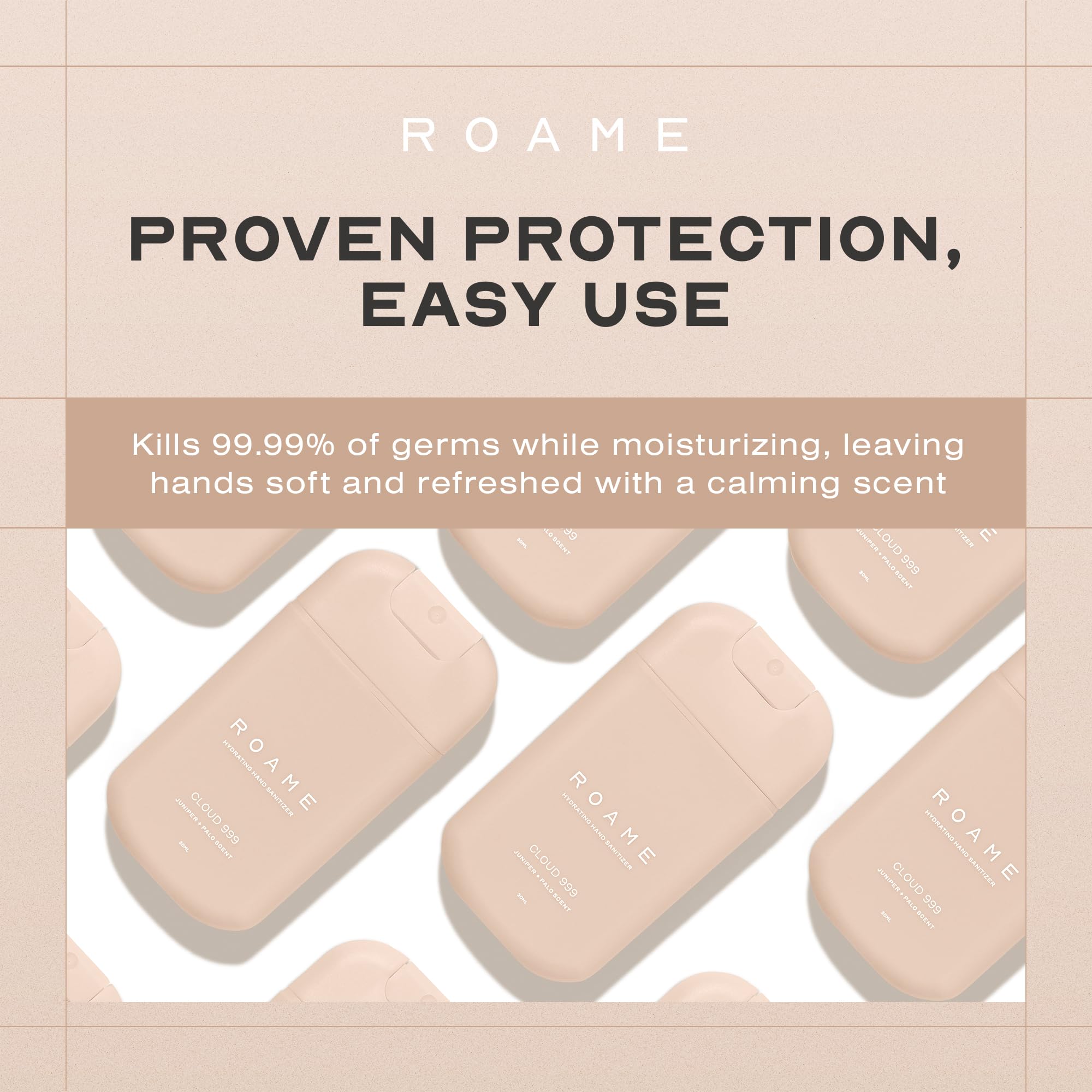 Roame Cloud 999 juniper palo santo aroma evokes calming, spa-like experience.