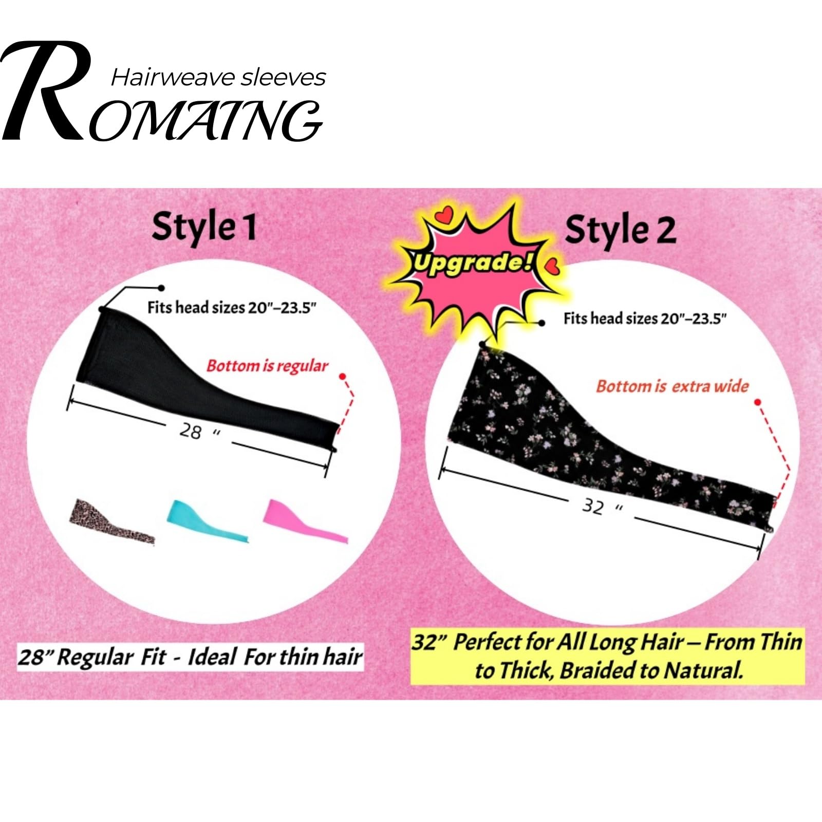 Roaming black floral 32-inch sleeve stylish protective layer for locs
