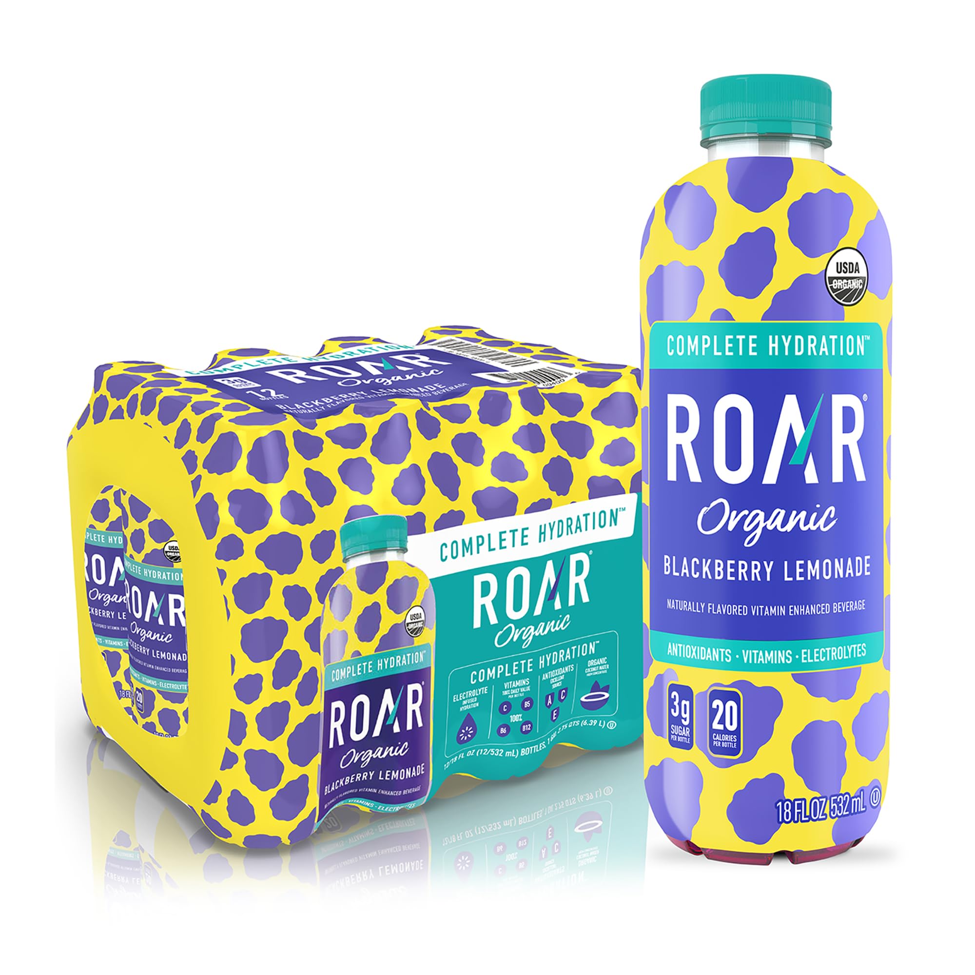 ROAR non-GMO gluten-free hydration drink for health-conscious shoppers.