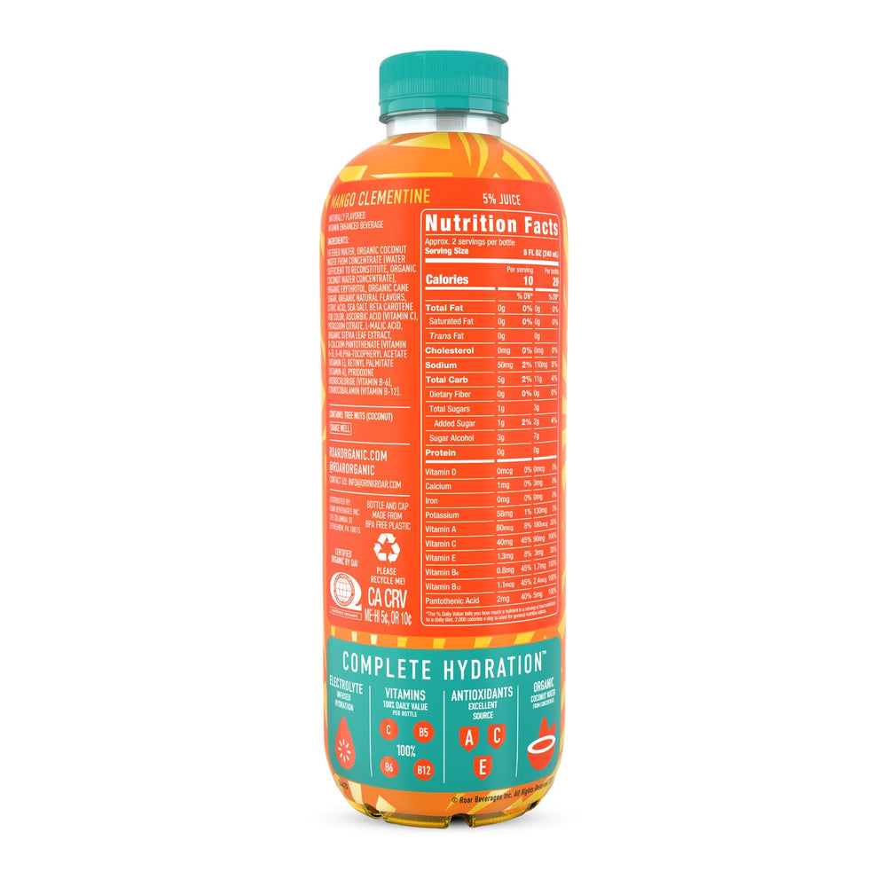 ROAR Organic coconut water base highlighting natural hydration and minerals.