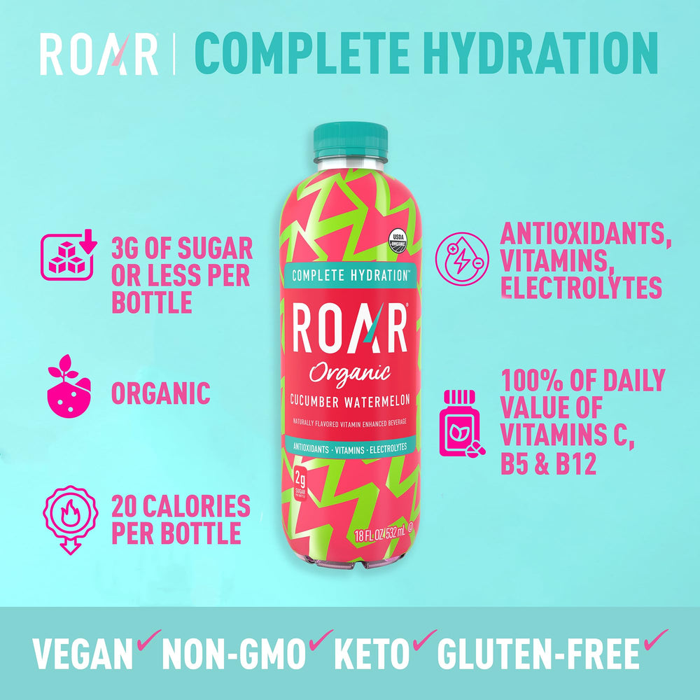 ROAR Organic Electrolyte Infusion antioxidants and B vitamins support daytime energy