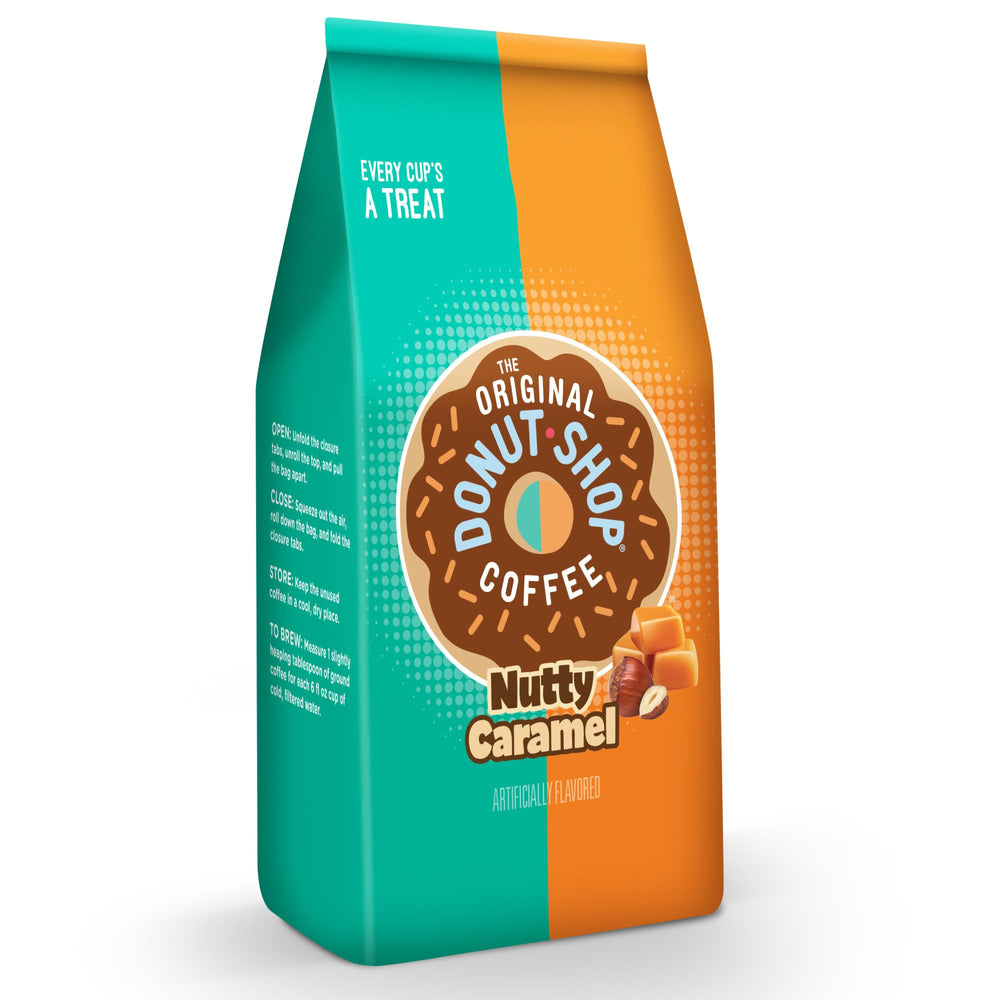 Roasted coffee beans for Nutty Caramel create a warm and inviting scent.