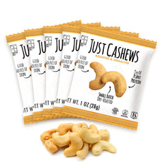 Roastery Coast Just Cashews 1 oz individually wrapped pack for easy on-the-go snacking