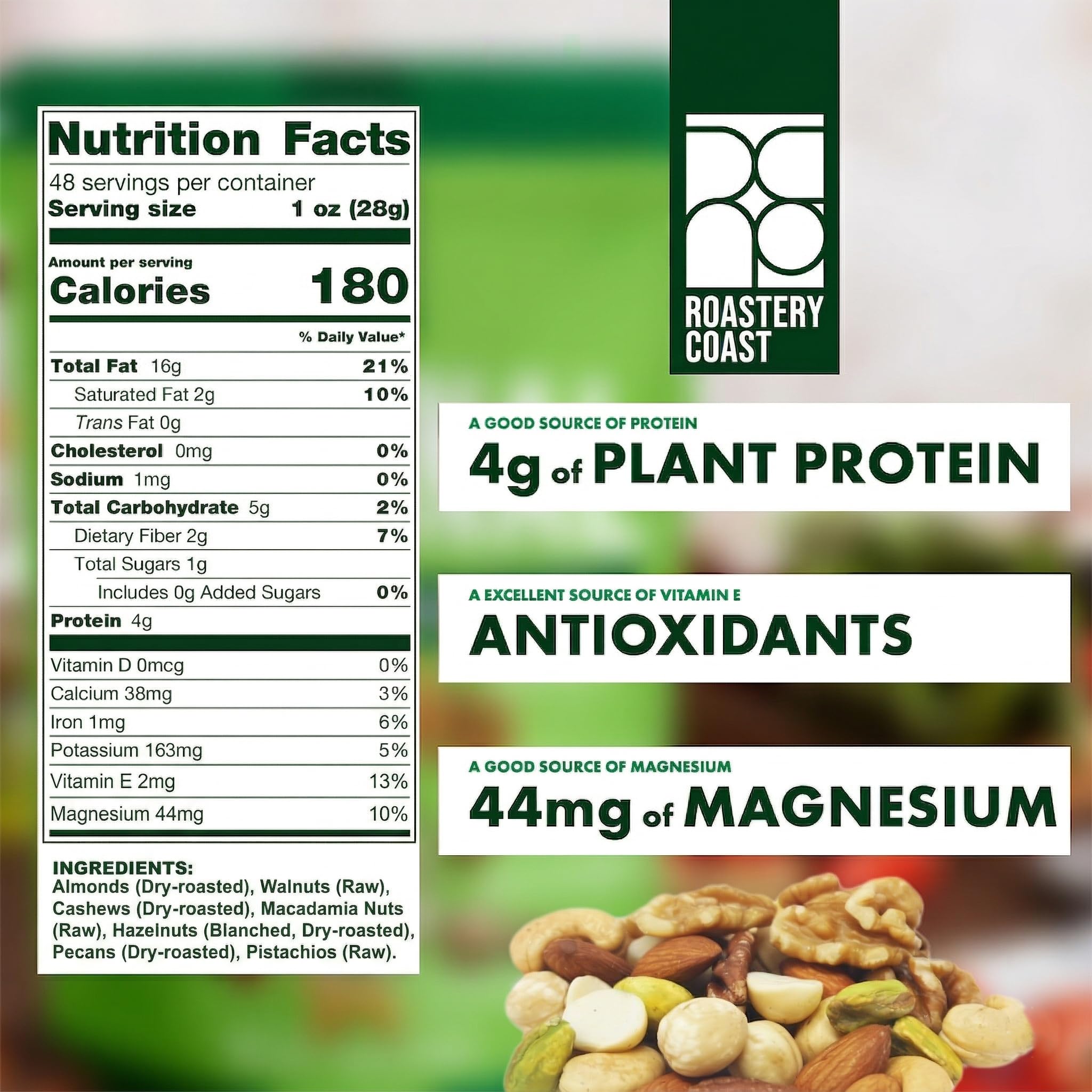 Roastery Coast premium deluxe nuts mix ideal for entertaining or adding variety.