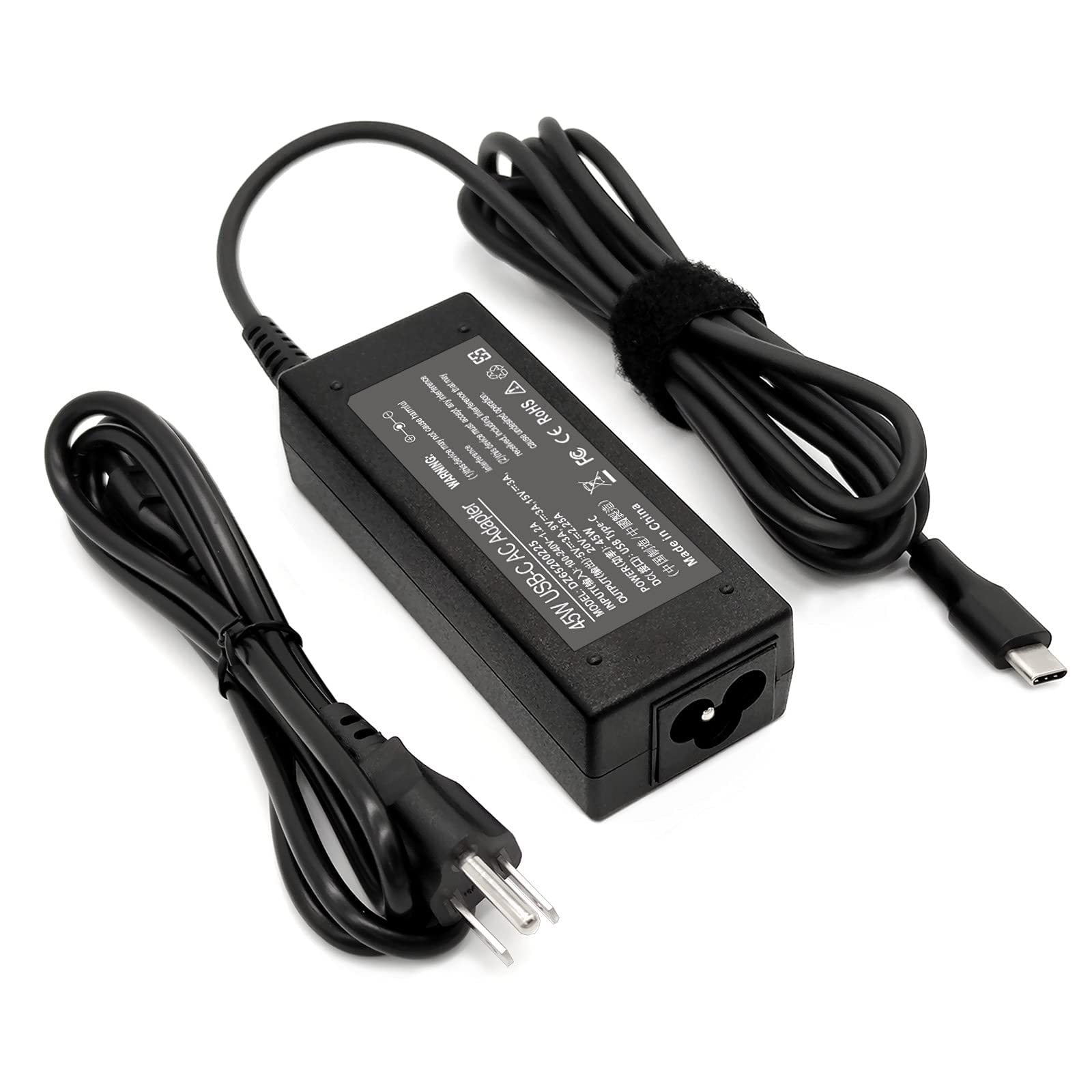 ROAYEWEY 45W USB-C Chromebook charger front view with USB-C port