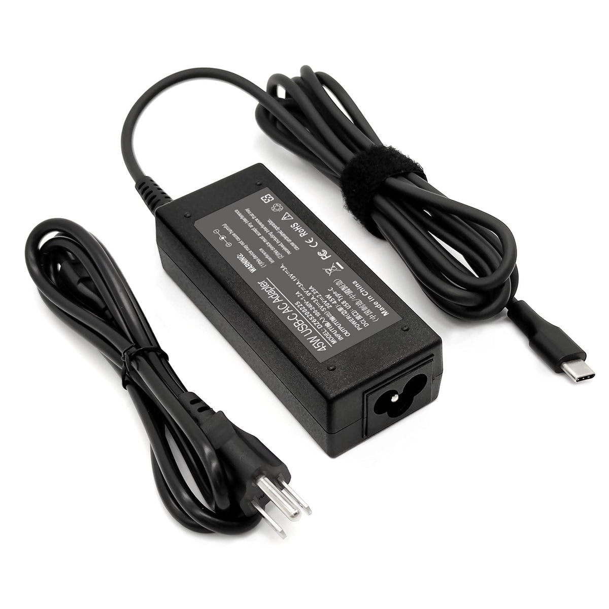 ROAYEWEY 45W USB-C Chromebook charger front view with USB-C port