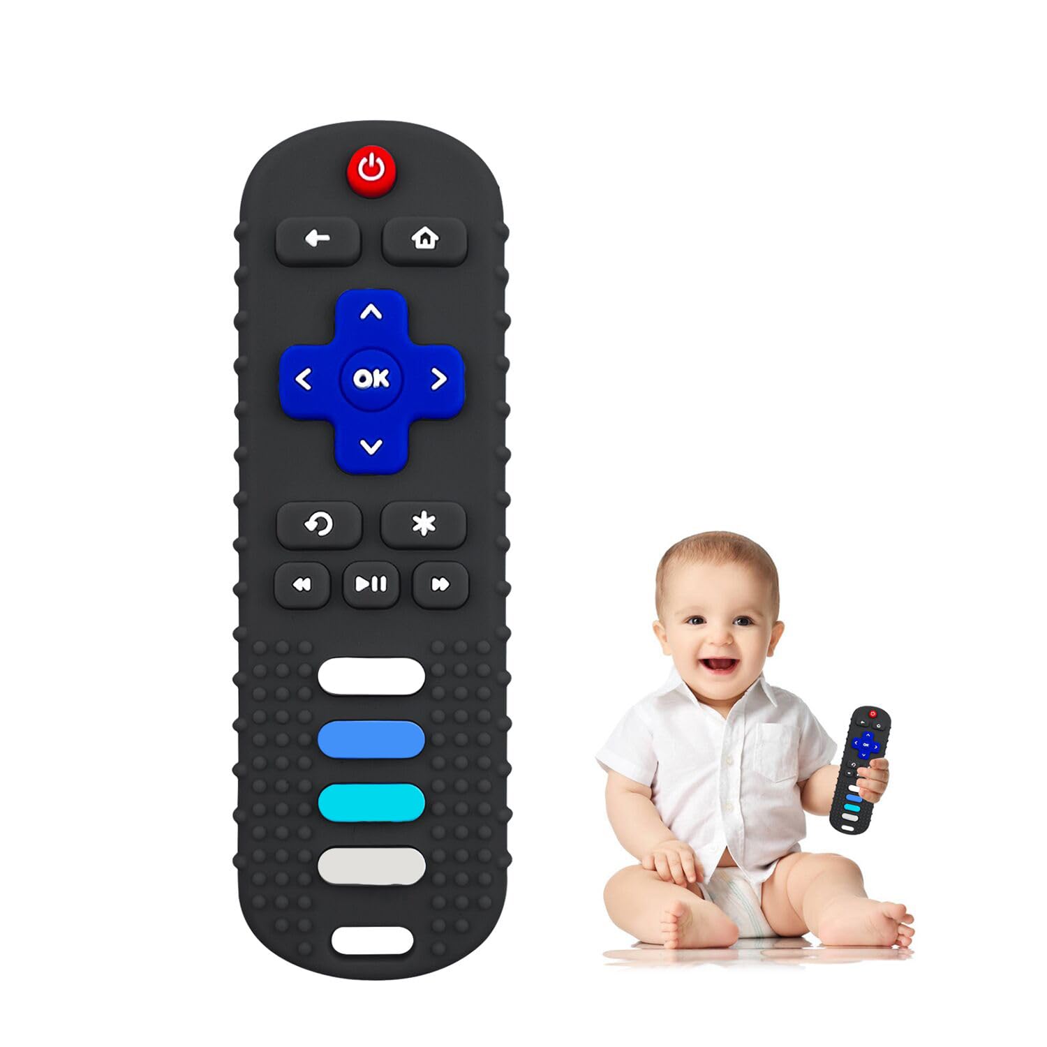 ROBBEAR remote-shaped teether supports safe chewing and play