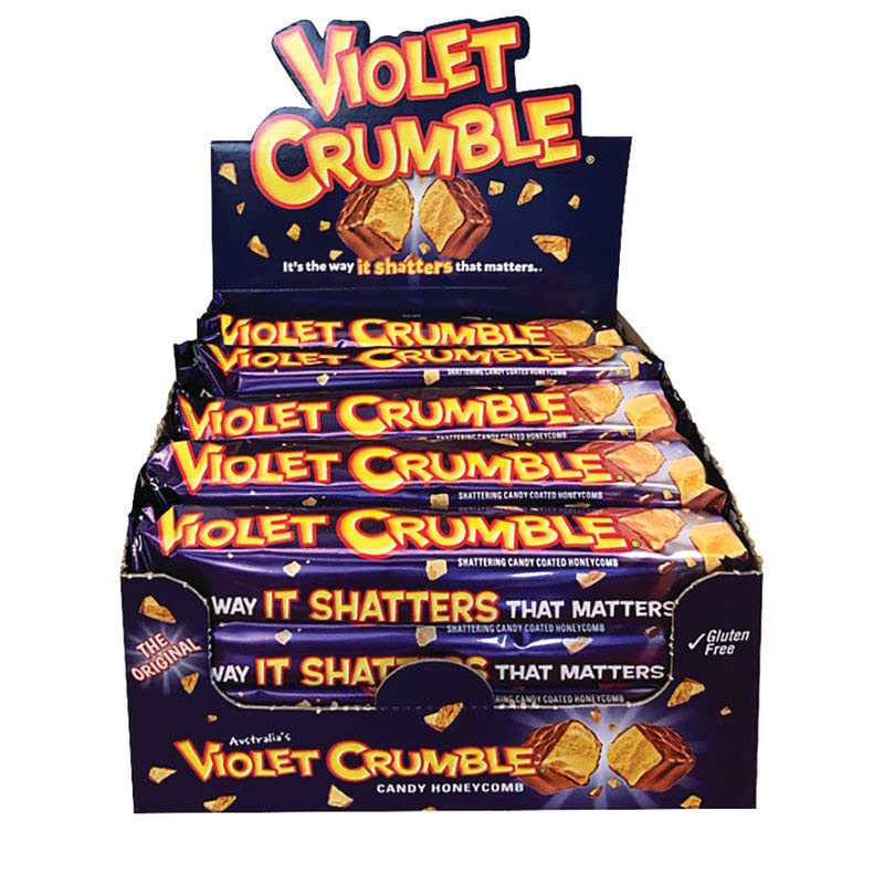 Robern Menz Violet Crumble box showing honeycomb toffee covered in chocolate, ideal for sharing
