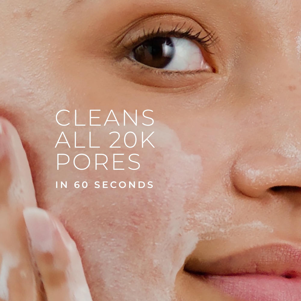 RoC Barrier Renew foam texture close-up highlighting silky cleansing action.