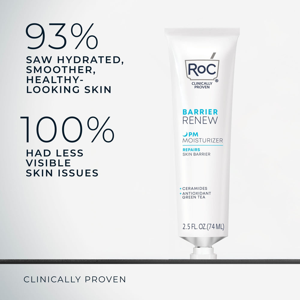 Applying RoC Barrier Renew Night Moisturizer to the face for nightly care.