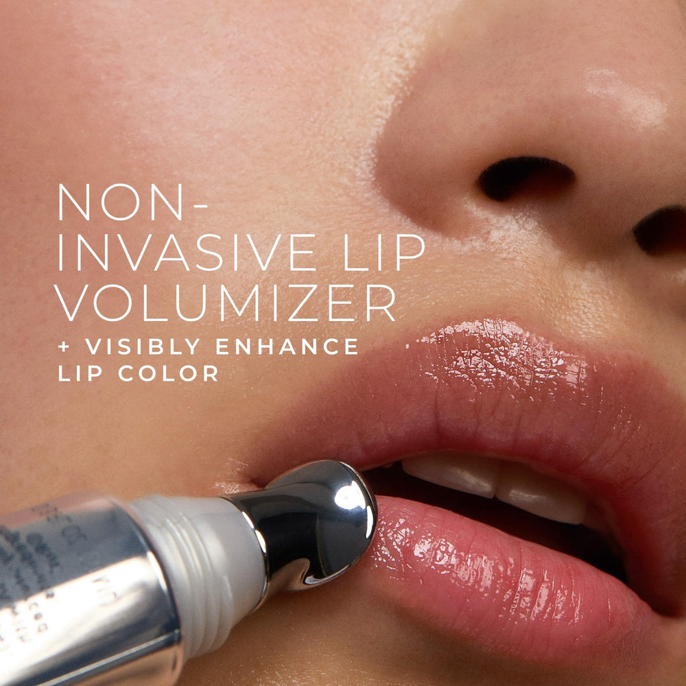 RoC Lip Volumizer swatch on lips showing smooth, hydrated look.