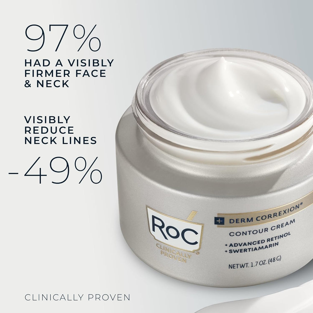 RoC Derm Correxion neck cream neck area application emphasizes contour and firming potential