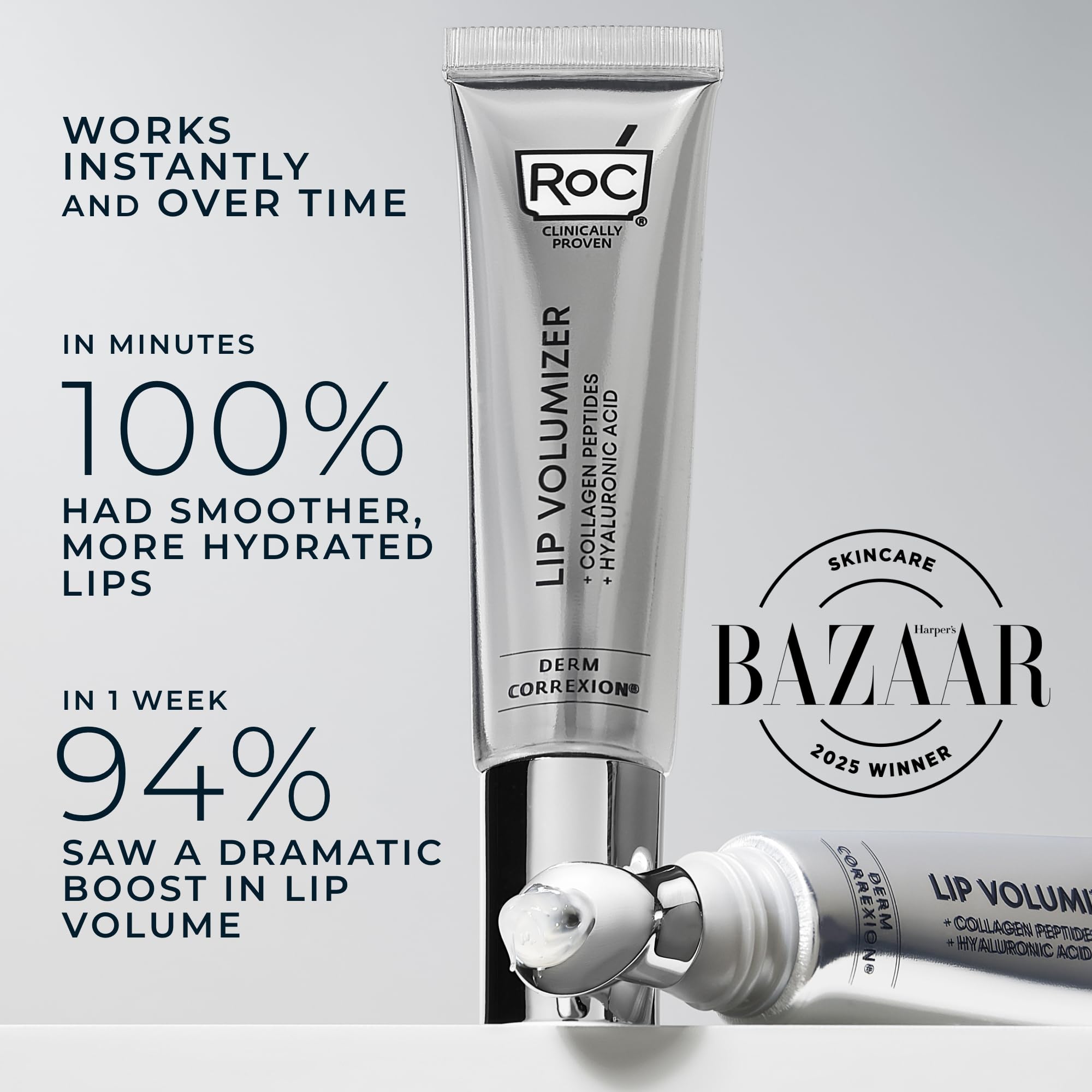 Hyaluronic Acid spheres close-up in RoC formula.