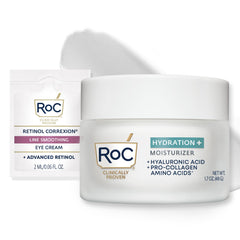 RoC Hydration+ moisturizer bottle delivering deep hydration for all skin types.