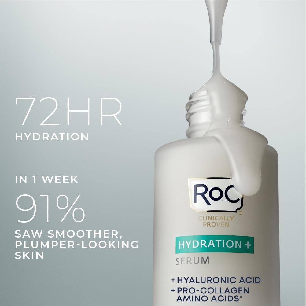 RoC Hydration+ Serum dropper release enables precise, even daily hydration.