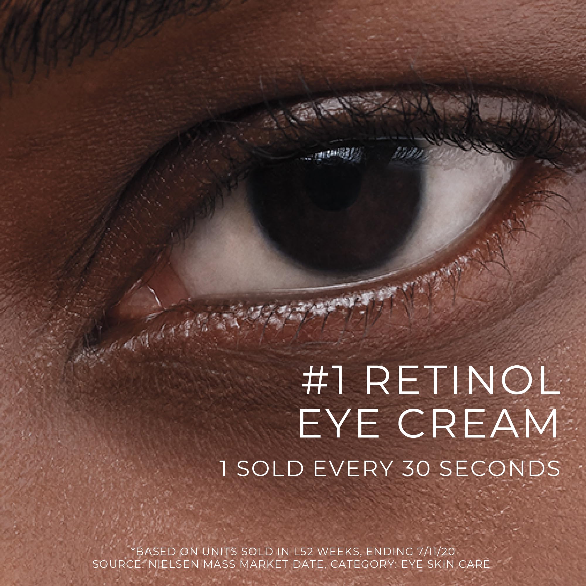 RoC eye cream close-up on wrinkles around the eye area