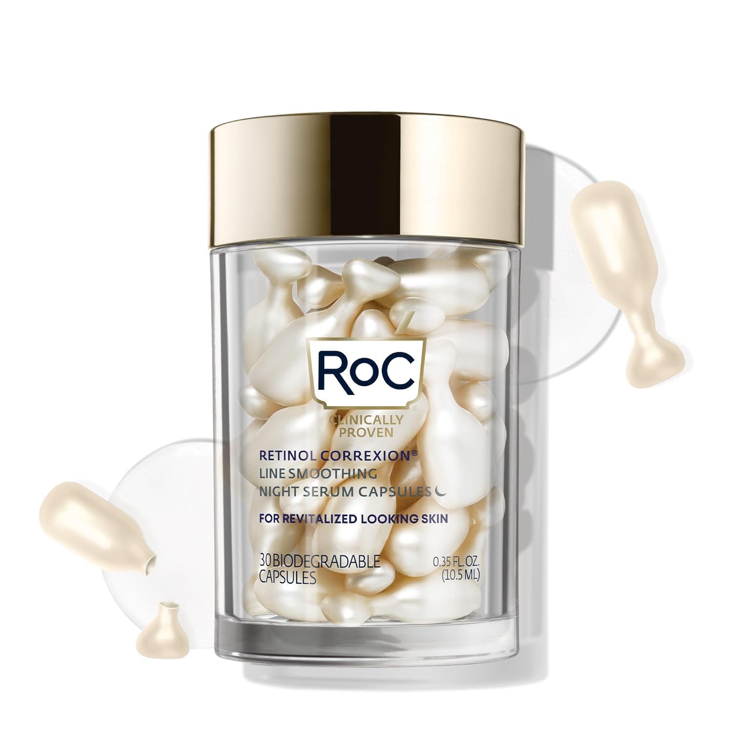 RoC Retinol Correxion night serum bottle closeup for anti-aging care