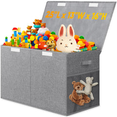 Rocamdo large toy storage box front view shows sturdy lid divider for organized play