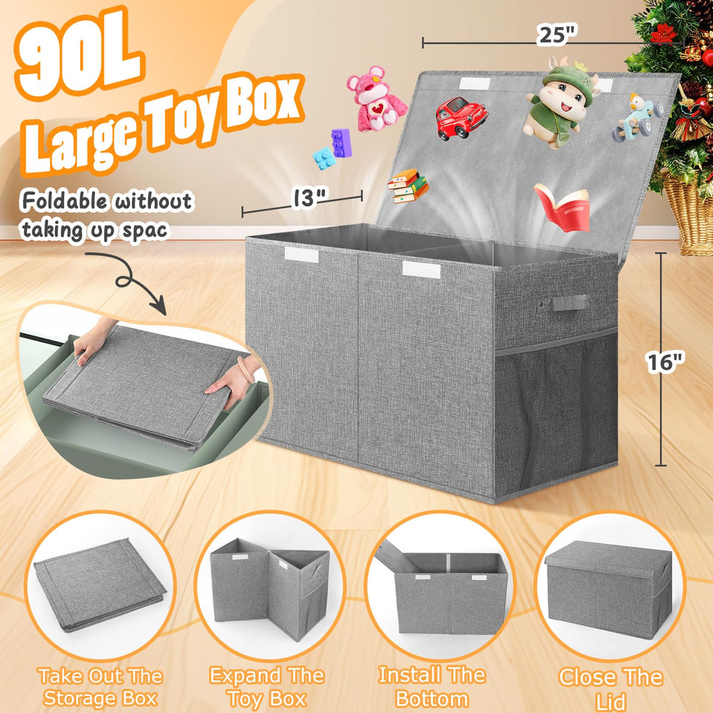Rocamdo large toy storage box with lid closed keeps toys dust free and neat