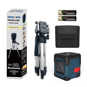 RockSeed Laser Level carry case and batteries for jobsite readiness.