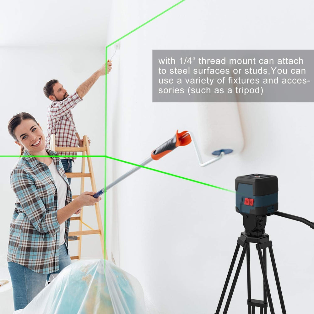 RockSeed Laser Level mounted on magnetic bracket enabling 360-degree positioning.