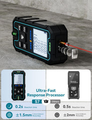 RockSeed Laser Measure display close-up with crisp digits for quick room measurements