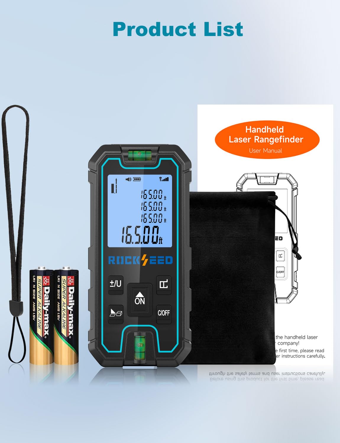 RockSeed Laser Measure operating range from 14°F to 122°F for versatile jobs