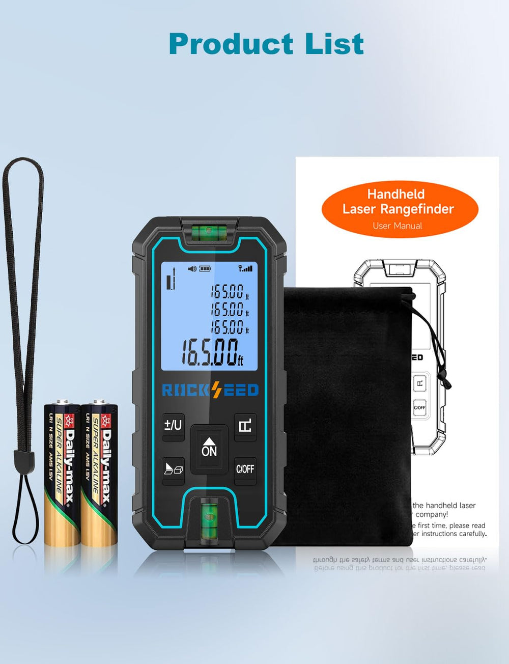 RockSeed Laser Measure operating range from 14°F to 122°F for versatile jobs