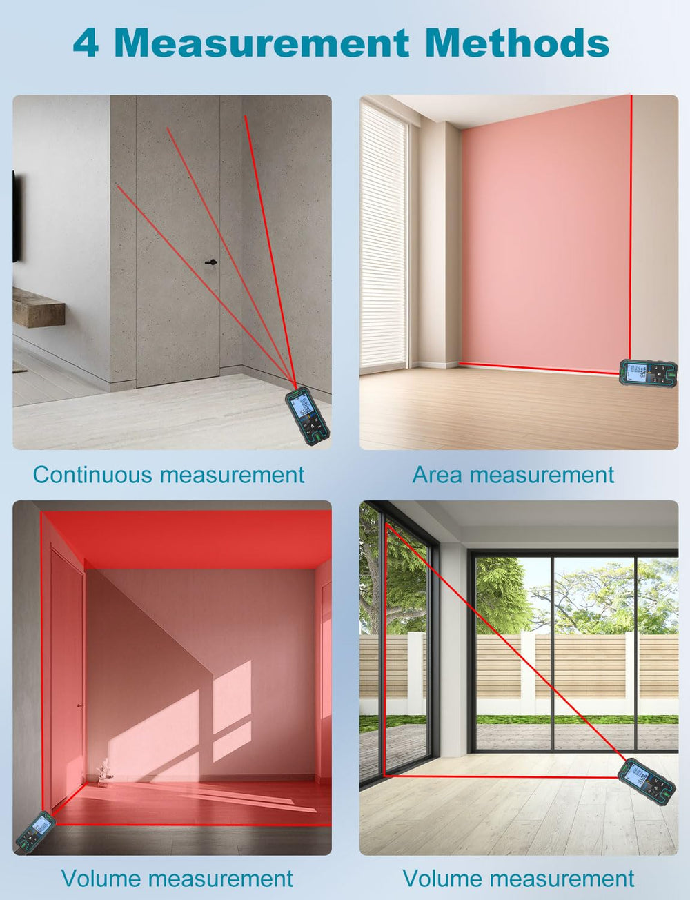 RockSeed Laser Measure Pythagorean mode for precise 3-point distance calculations