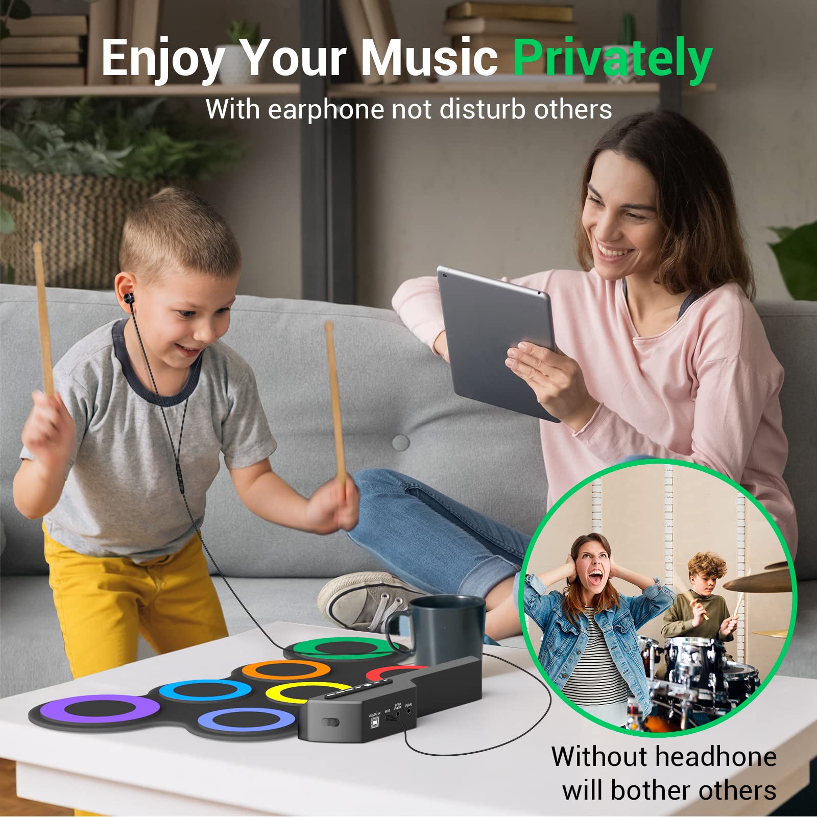 ROCKSOCKI roll-up drum pad for portable practice anywhere.