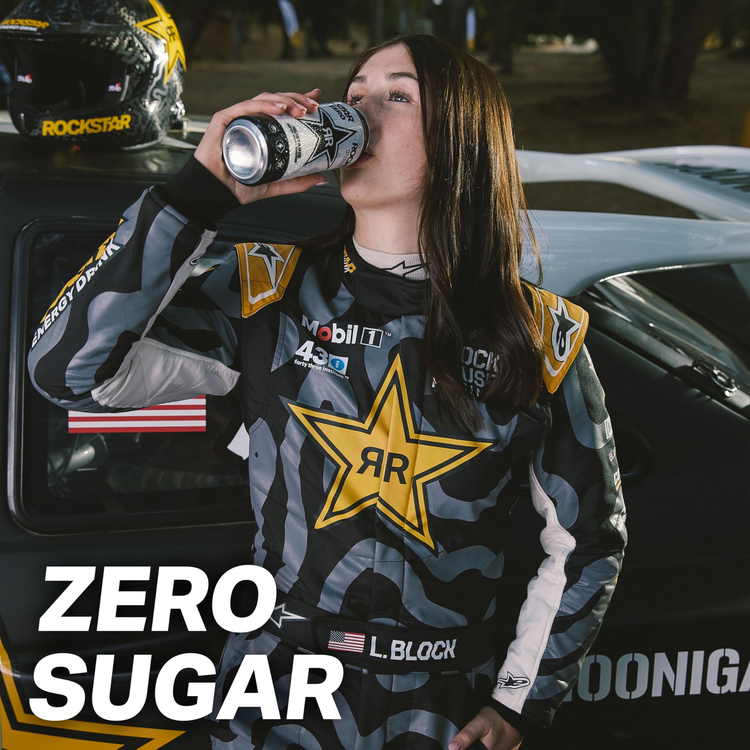 Rockstar Pure Zero Silver Ice glass with can for cooling moment