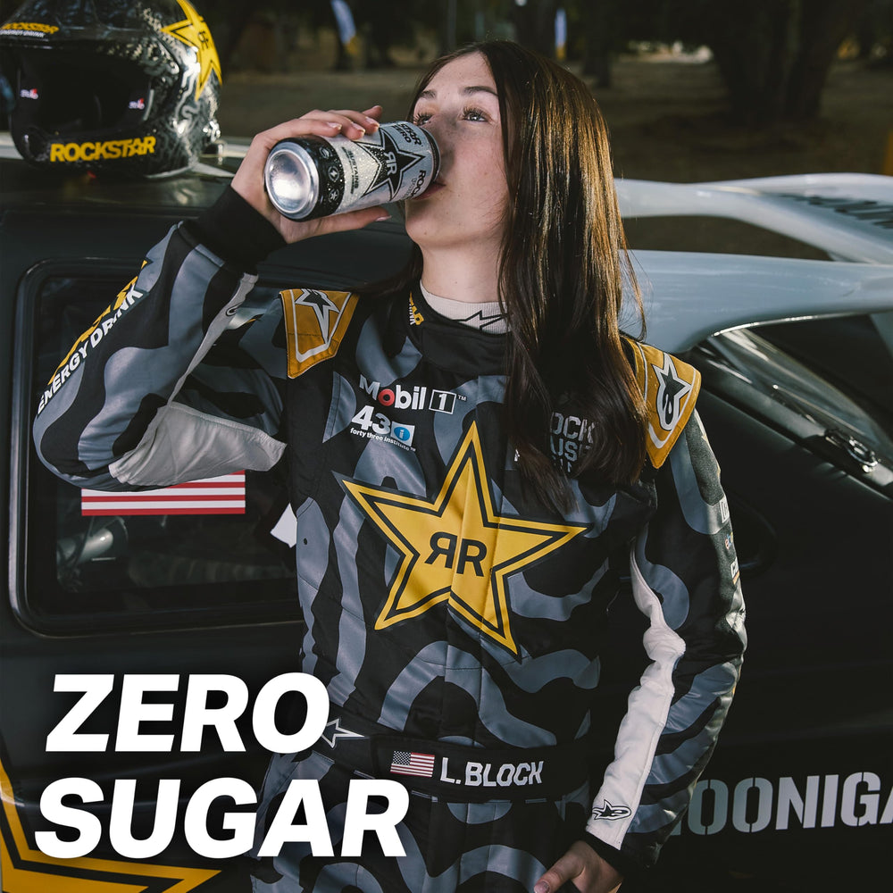 Rockstar Pure Zero Silver Ice glass with can for cooling moment
