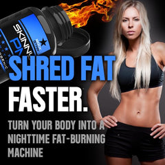Rockstar Skinny PM bottle label detail highlighting ingredients and caffeine-free formula.