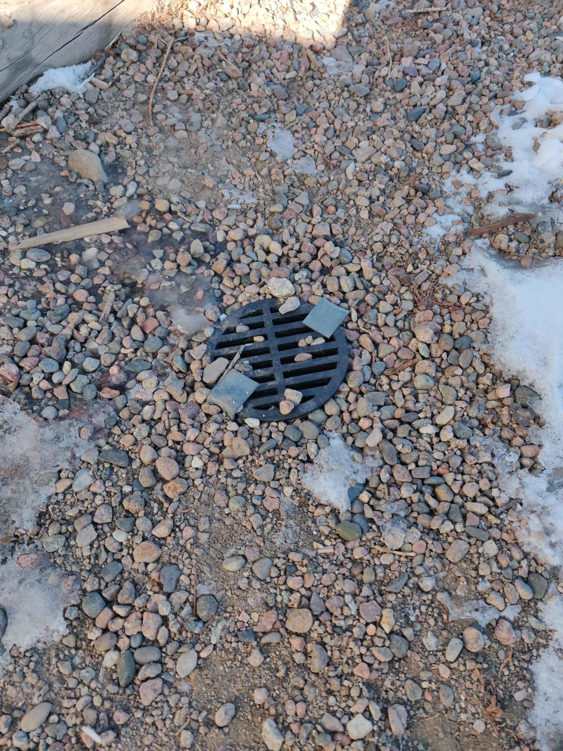Rocky Mountain Goods debris-blocking grate keeps outdoor drains clear.