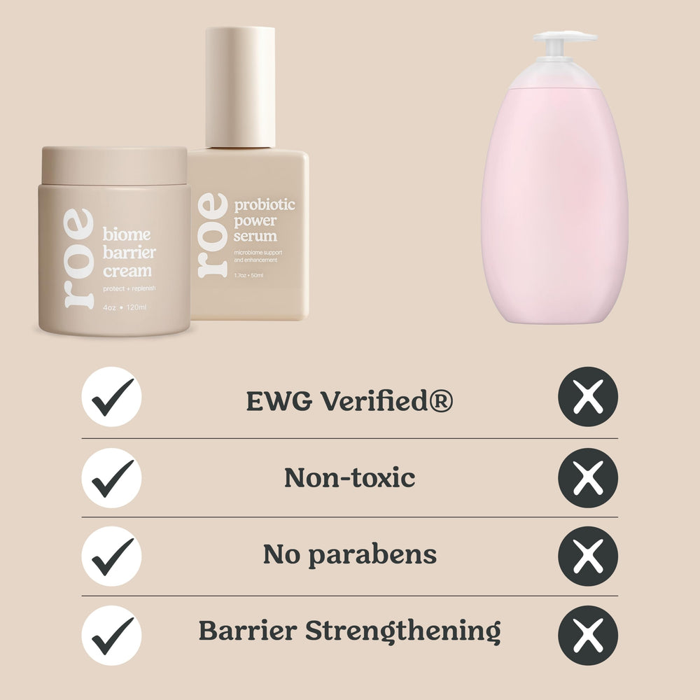 Roe Wellness Baby Serum bottle close-up highlighting fast-absorbing moisture for daily care