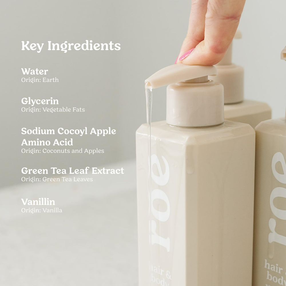 Roe Wellness label communicates fragrance-free, natural vanilla scent.